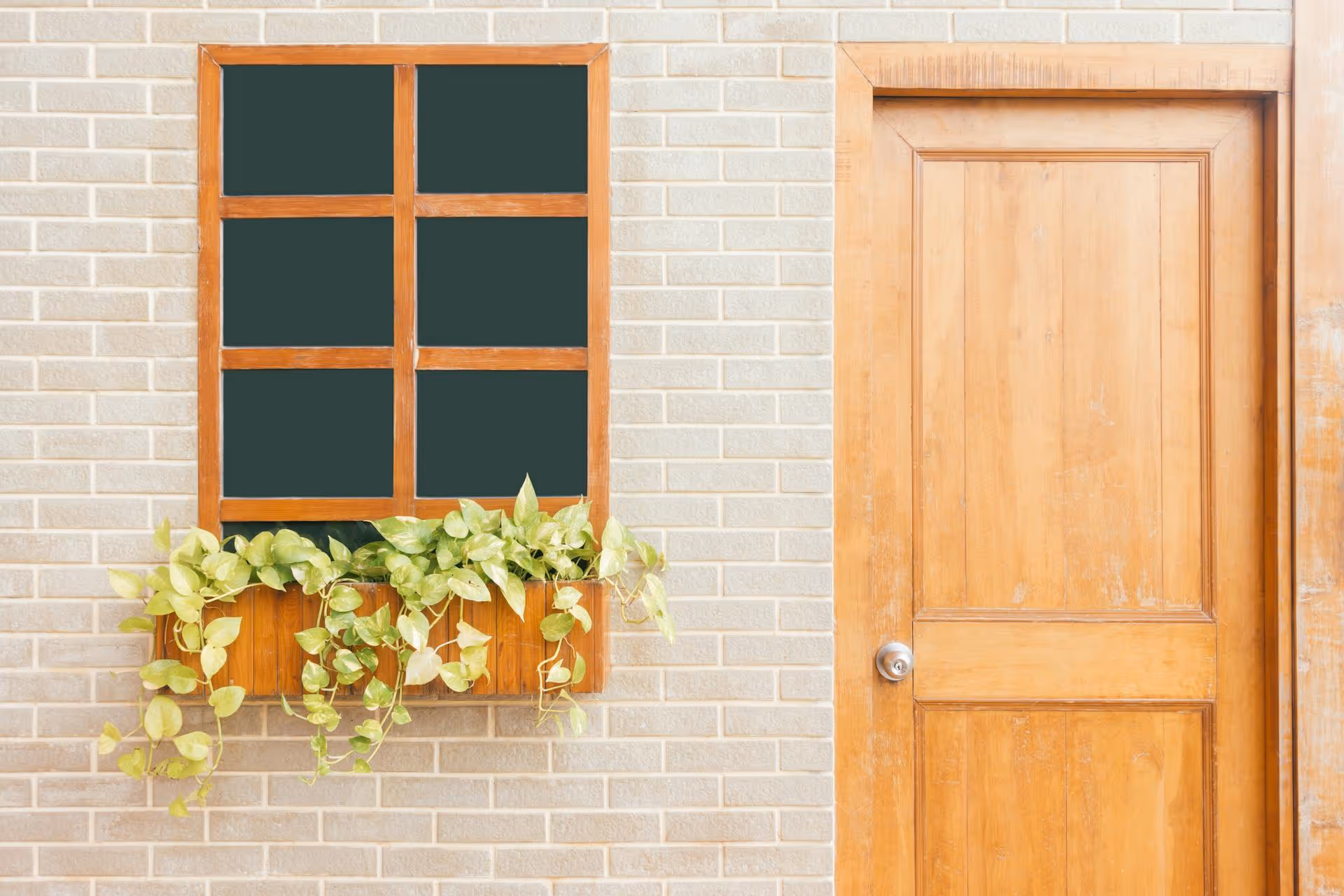 La fachada de una casa con una puerta y una ventana